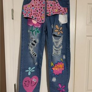 Colorful Embellished Jeans with Fun Patches